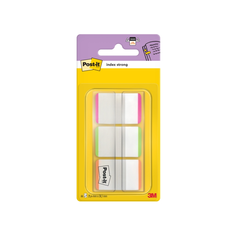 Distributeur d'index Post-It avec 66 marqueurs repositionnables - Forme rectangulaire - Couleurs assorties