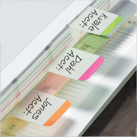 Distributeur d'index Post-It avec 66 marqueurs repositionnables - Forme rectangulaire - Couleurs assorties
