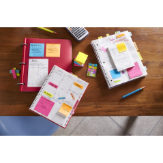 Distributeurs Post-It Index, lot de 4, avec 24 marqueurs index repositionnables - Forme rectangulaire - Couleurs assorties