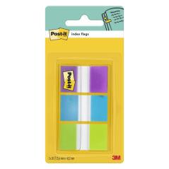 Distributeur d'index Post-It avec 60 marqueurs d'index repositionnables - Forme rectangulaire - Couleurs assorties