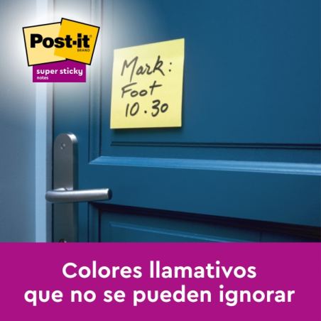 Cube de 270 notes autocollantes repositionnables Post-It Super Sticky - 76 x 76 mm - 100 % PEFC - Jaune clair