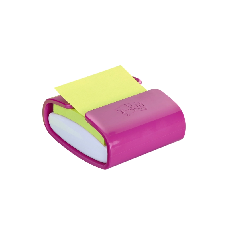 Distributeur Post-It Super Sticky Pro avec 1 bloc de 70 notes adhésives repositionnables Z-Notes - Zig-Zag - Couleurs assorties