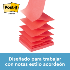 Distributeur Post-It Super Sticky Pro avec 1 bloc de 70 notes adhésives repositionnables Z-Notes - Zig-Zag - Couleurs assorties