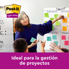 Distributeur Post-It Super Sticky Pro avec 1 bloc de 70 notes adhésives repositionnables Z-Notes - Zig-Zag - Couleurs assorties