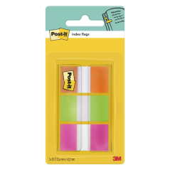 Distributeur d'index Post-It avec 60 marqueurs d'index repositionnables - Forme rectangulaire - Couleurs assorties