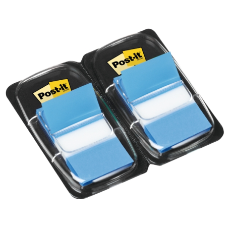 Distributeurs Post-It Index (lot de 2) avec 50 marqueurs index repositionnables - Forme rectangulaire - Bleu