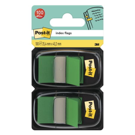 Lot de 2 distributeurs Post-It Index avec 50 marqueurs index repositionnables - Forme rectangulaire - Vert