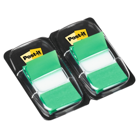 Lot de 2 distributeurs Post-It Index avec 50 marqueurs index repositionnables - Forme rectangulaire - Vert