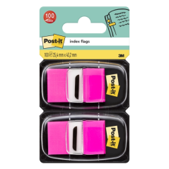 Distributeurs Post-It Index (lot de 2) avec 50 marqueurs repositionnables - 25,4 x 43,2 mm - Rose