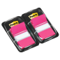 Distributeurs Post-It Index (lot de 2) avec 50 marqueurs repositionnables - 25,4 x 43,2 mm - Rose