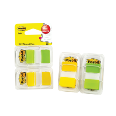 Lot de 2 distributeurs Post-It Index avec 50 marqueurs index repositionnables - Forme rectangulaire - Vert