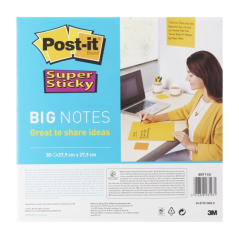 Bloc de 30 notes adhésives repositionnables Post-It Super Sticky - Forme carrée - 279 x 279 mm - Jaune clair