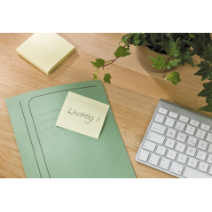 Lot de 16 blocs de 100 notes autocollantes recyclées Post-It - Forme carrée - 76 x 76 mm - Jaune clair