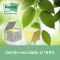 Lot de 6 blocs de 100 notes adhésives recyclées Post-It - Forme carrée - 76 x 76 mm - Jaune clair