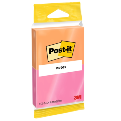 Lot de 2 blocs de 75 notes autocollantes repositionnables Post-It - Forme rectangulaire - 76 x 63,5 mm - Couleurs assorties