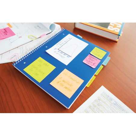 Lot de 3 blocs de 100 notes autocollantes repositionnables Post-It - Forme rectangulaire - 38 x 51 mm - Couleurs assorties