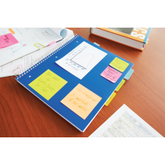 Pack de 4 blocs de 100 notes autocollantes repositionnables Post-It - Couleurs fluo - 38 x 51 mm - Promotion 3 blocs + 1 offert