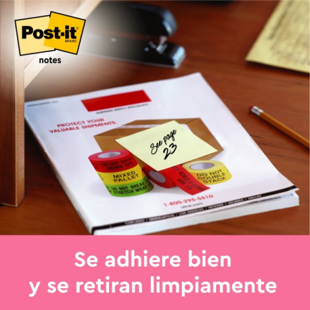 Post-It Pack de 20 blocs de 100 notes autocollantes repositionnables - Forme rectangulaire - 76 x 127 mm - Jaune clair