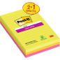 Post-It Super Sticky Pack de 3 blocs de 75 notes autocollantes repositionnables - Forme rectangulaire - 101 x 152 mm - Couleurs