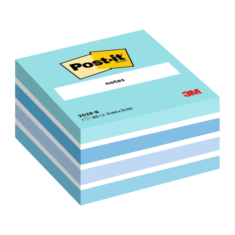 Cube Post-It de 450 notes autocollantes repositionnables - Forme carrée - 76 x 76 mm - Couleurs assorties