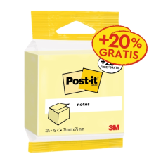 Bloc-notes Post-It de 450 notes autocollantes repositionnables - 76 x 76 mm - 100 % PEFC - Jaune clair