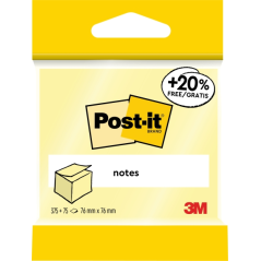 Bloc-notes Post-It de 450 notes autocollantes repositionnables - 76 x 76 mm - 100 % PEFC - Jaune clair