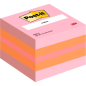 Cube Post-It de 400 notes autocollantes repositionnables - Forme carrée - 51 x 51 mm - Couleurs assorties