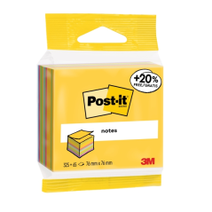 Cube Post-It de 390 notes autocollantes repositionnables - Forme carrée - 76 x 76 mm - Couleurs assorties