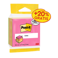 Cube Post-It de 400 notes autocollantes repositionnables - Forme carrée - 76 x 76 mm - Couleurs assorties
