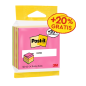 Cube Post-It de 400 notes autocollantes repositionnables - Forme carrée - 76 x 76 mm - Couleurs assorties