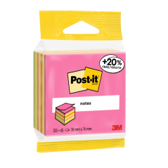 Cube Post-It de 400 notes autocollantes repositionnables - Forme carrée - 76 x 76 mm - Couleurs assorties
