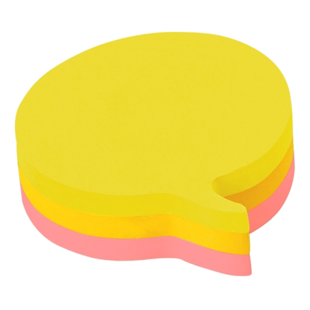 Lot de 3 blocs de 225 notes autocollantes repositionnables Post-It - Forme bulle - 70 x 70 mm - Couleurs assorties