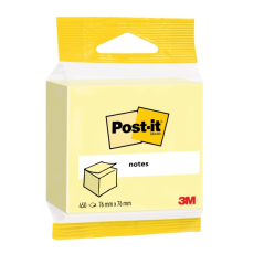 Cube Post-It de 450 notes autocollantes repositionnables - Forme carrée - 76 x 76 mm - Jaune clair