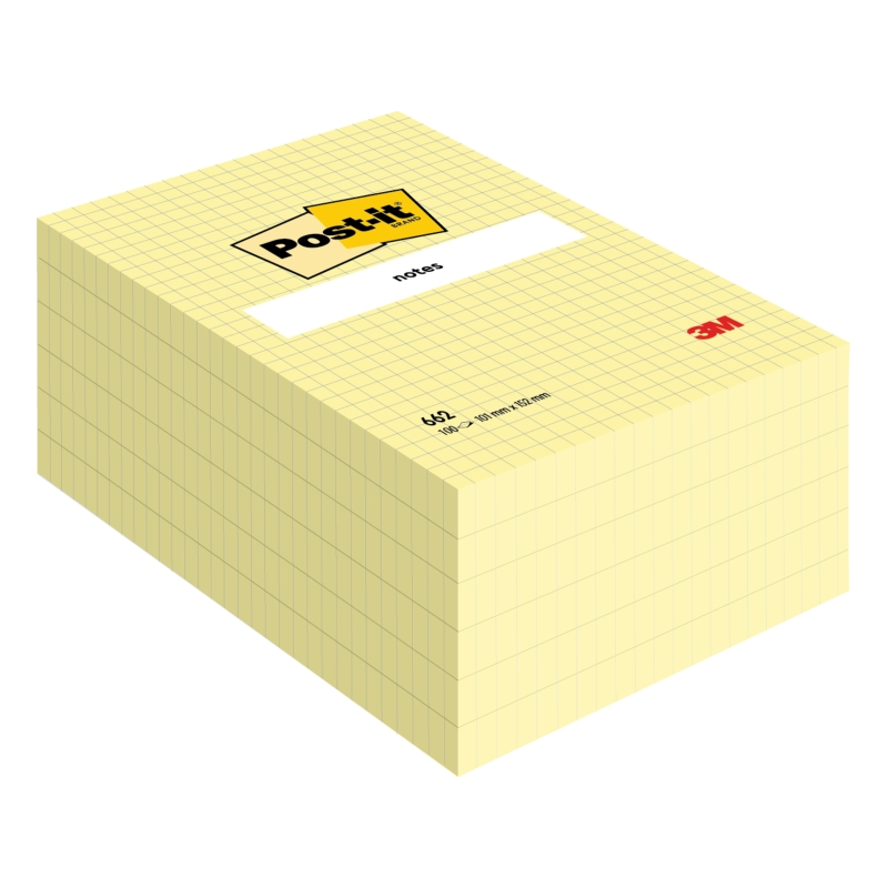 Post-It Pack de 6 blocs de 100 notes autocollantes repositionnables - Forme rectangulaire - 101 x 152 mm - Jaune clair