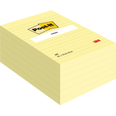 Post-It Pack de 6 blocs de 100 notes autocollantes repositionnables - Forme rectangulaire - 101 x 152 mm - Jaune clair