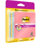 Cube de 400 notes autocollantes repositionnables Post-It Super Sticky - Couleurs arc-en-ciel - 76 x 76 mm - Couleurs assorties