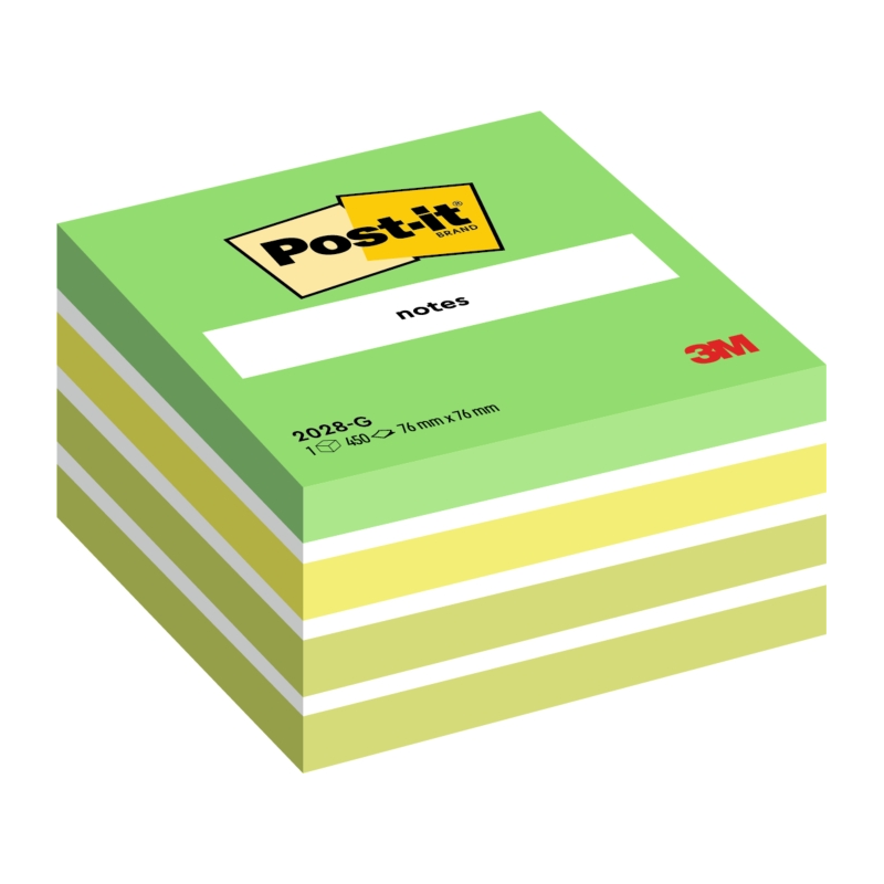 Cube Post-It de 450 notes autocollantes repositionnables - Forme carrée - 76 x 76 mm - Couleurs assorties