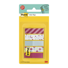 Distributeur d'index Post-It avec 100 marqueurs d'index repositionnables - Forme rectangulaire - Couleurs assorties