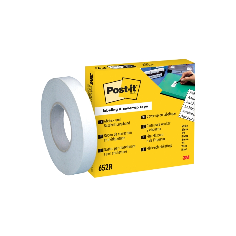 Rouleau de ruban adhésif Post-It pour écriture - 18 m x 8 mm - Blanc