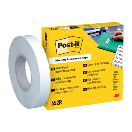 Rouleau de ruban adhésif Post-It pour écriture - 18 m x 8 mm - Blanc