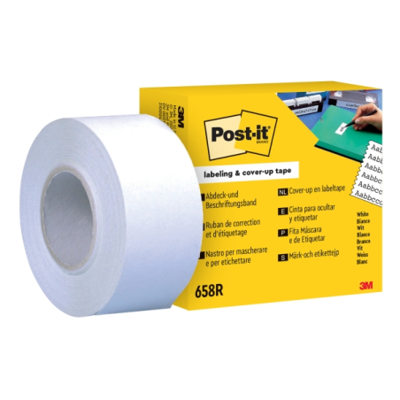 Rouleau de recharge de ruban adhésif inscriptible Post-It - 25,4 mm x 17,7 m - 6 lignes de large - Blanc