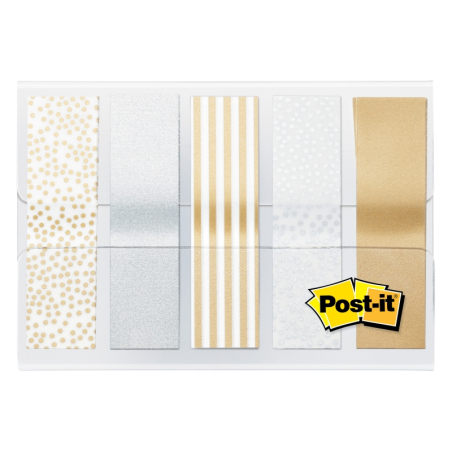 Distributeur d'index Post-It avec 100 marqueurs d'index repositionnables - Forme rectangulaire - Couleurs assorties