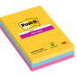 Post-It Super Sticky Pack de 3 blocs de 90 notes autocollantes repositionnables - Forme rectangulaire - 101 x 152 mm - Couleurs