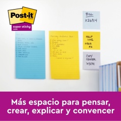 Post-It Super Sticky Pack de 3 blocs de 90 notes autocollantes repositionnables - Forme rectangulaire - 101 x 152 mm - Couleurs