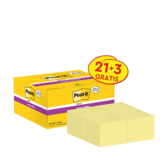 Post-It Super Sticky Pack de 24 blocs de 90 notes autocollantes repositionnables - 47,6 x 47,6 mm - Promotion 21 blocs + 3 offer
