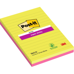 Post-It Super Sticky Pack de 2 blocs de 45 notes autocollantes repositionnables - Forme rectangulaire - 203 x 127 mm - Couleurs
