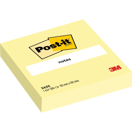 Bloc de 200 notes autocollantes repositionnables Post-It - Forme carrée - 101 x 101 mm - Jaune clair