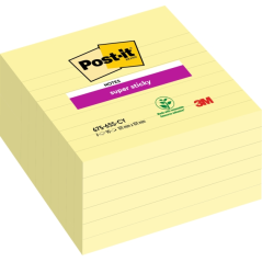 Post-It Super Sticky Pack de 6 blocs de 90 grandes notes adhésives repositionnables - 101 x 101 mm - Jaune clair