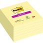 Post-It Super Sticky Pack de 6 blocs de 90 grandes notes adhésives repositionnables - 101 x 101 mm - Jaune clair