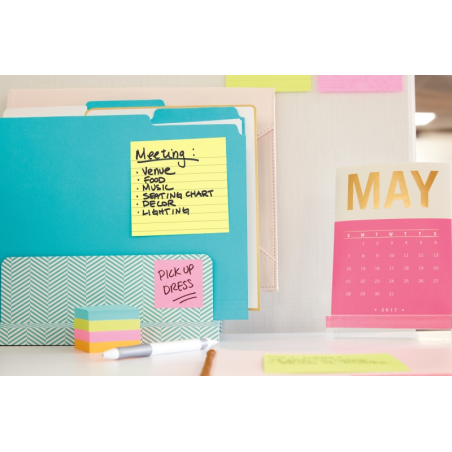 Post-It Super Sticky Pack de 6 blocs de 90 grandes notes adhésives repositionnables - 101 x 101 mm - Jaune clair